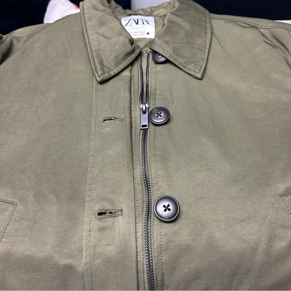 ZARA 🥑 Button-Front Green Jacket - Size M - Picture 6 of 6
